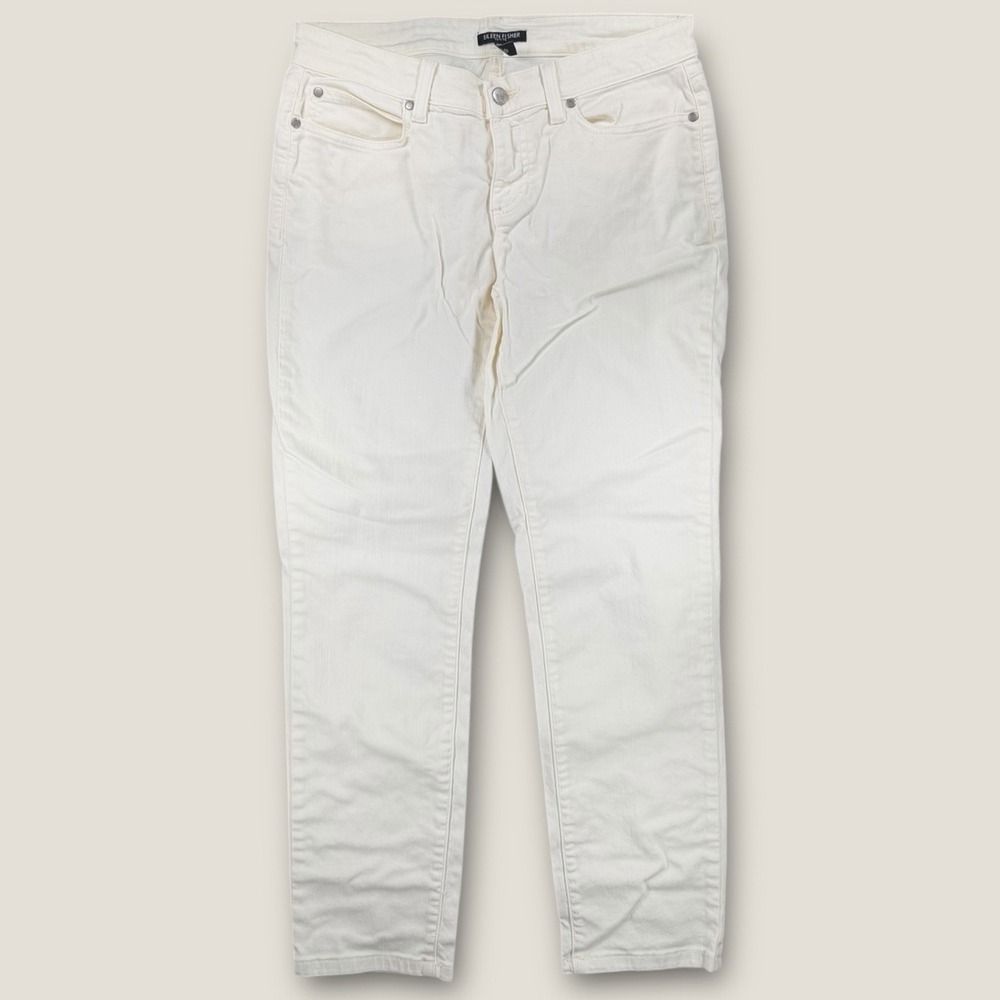 Eileen Fisher Petite White Organic‎ Cotton Stretch Slim Ankle Jeans 6P Petite